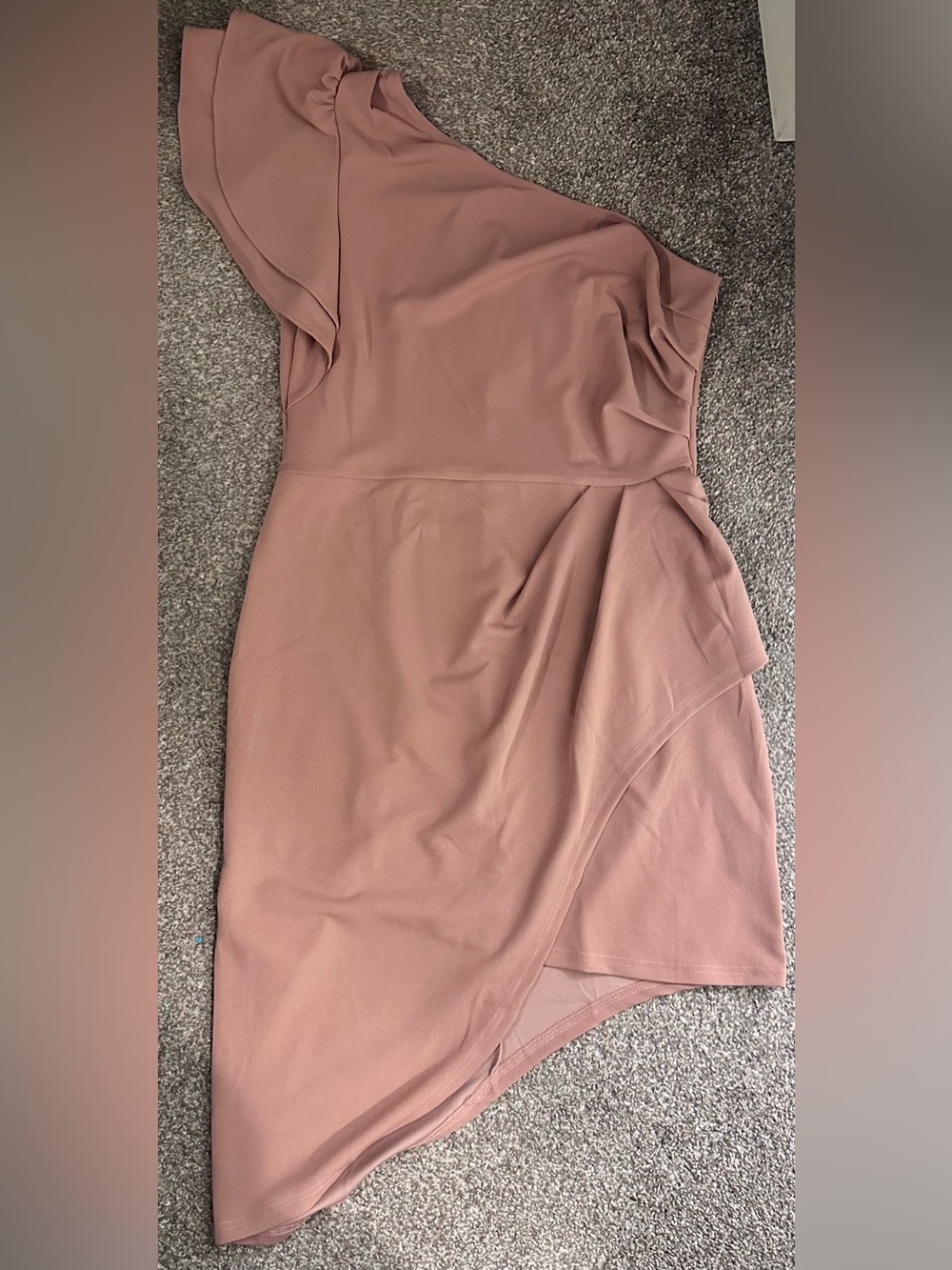 NWT One-Shoulder Asymmetrical Dress in Rose Dust XL